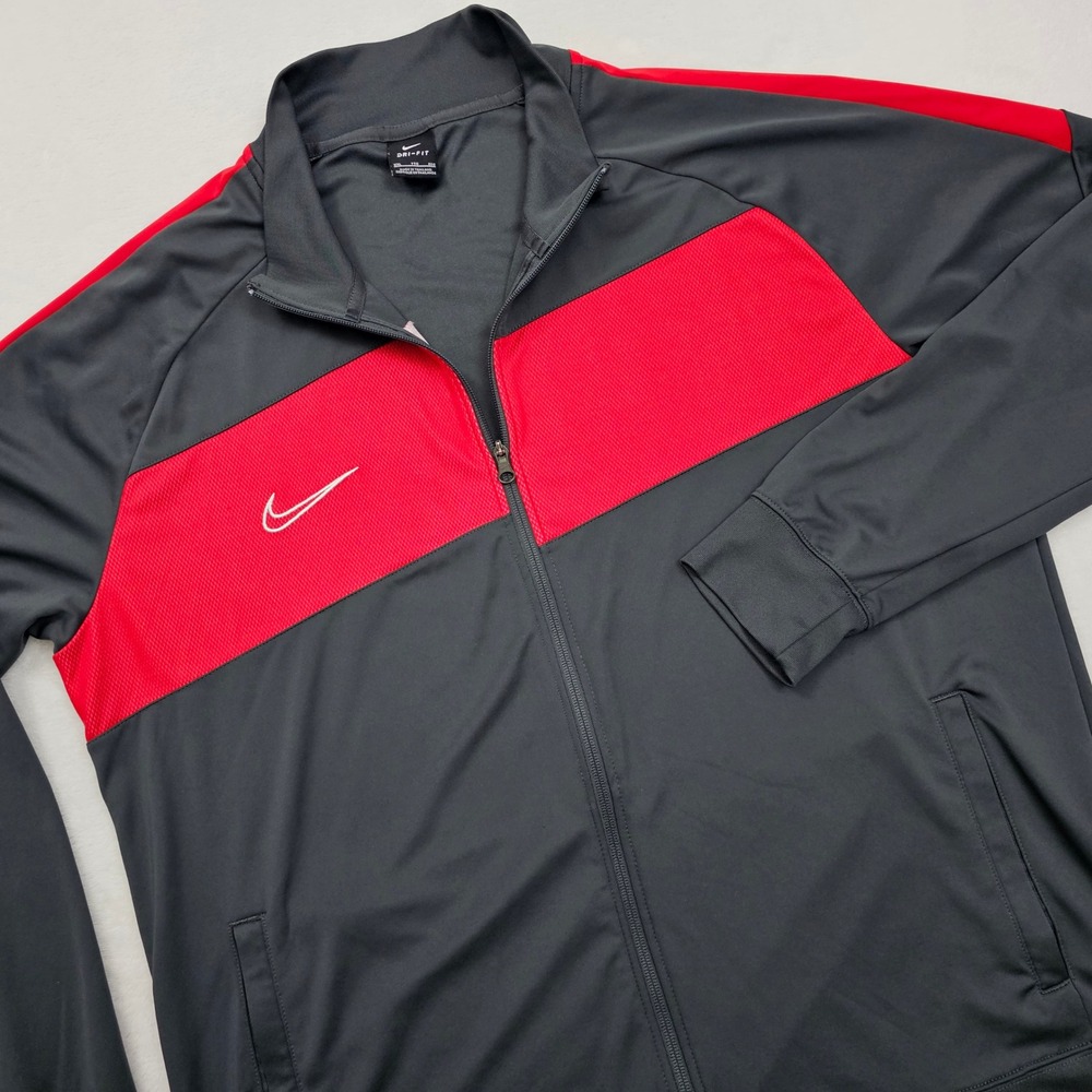 Nike Track Jacket Mens XXL Grey Red Dri-FIT Full Zip BV6918-061 Athleisure